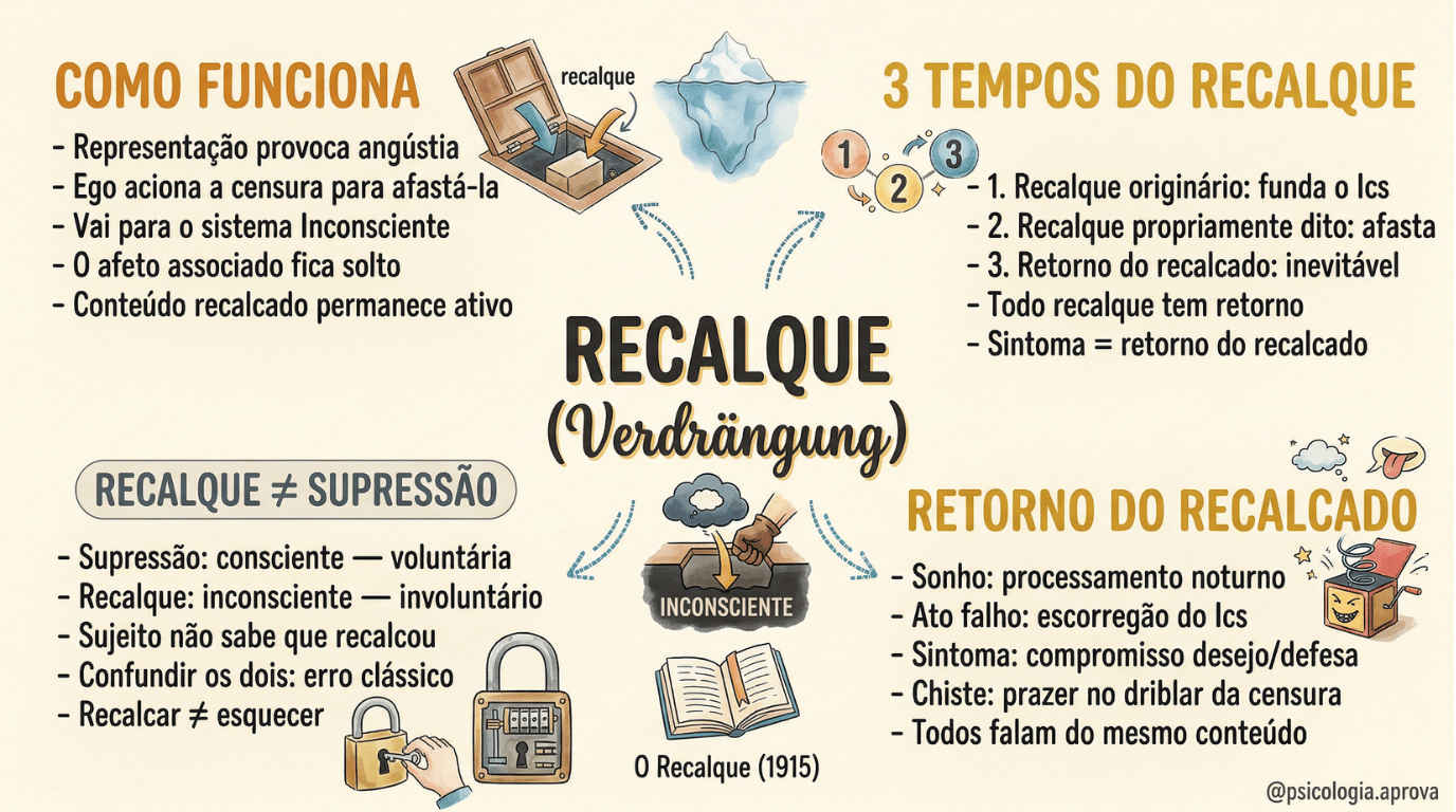 Mapa mental sobre o recalque (Verdrängung)